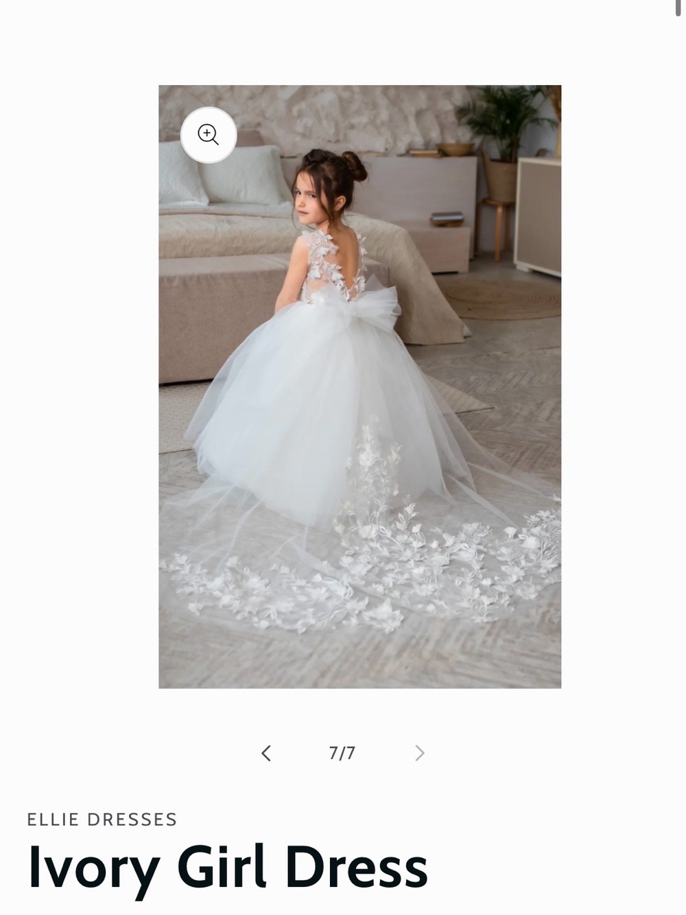 Ellie Dresses Sparkly Ivory Flower Girl Dress with Lace Appliqué